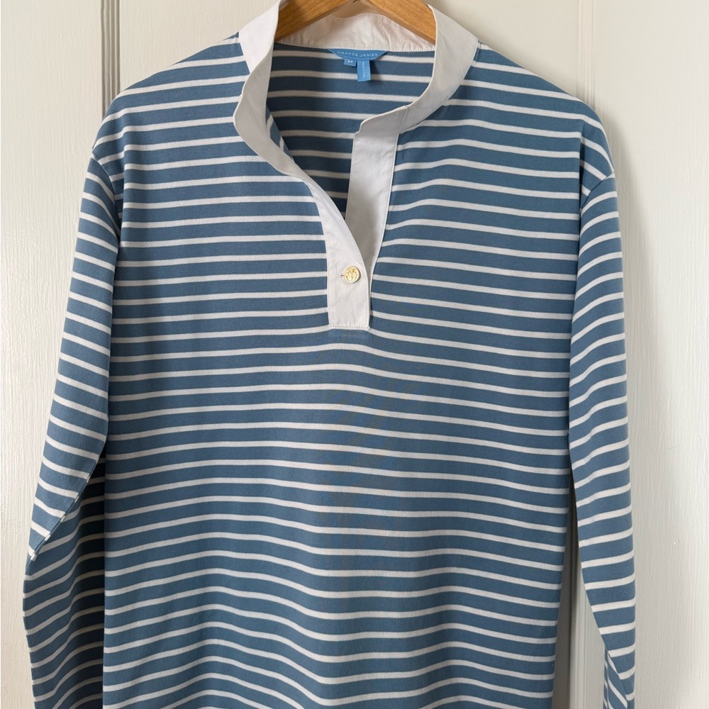 Draper James Blue and White Striped Long Sleeve Shirt